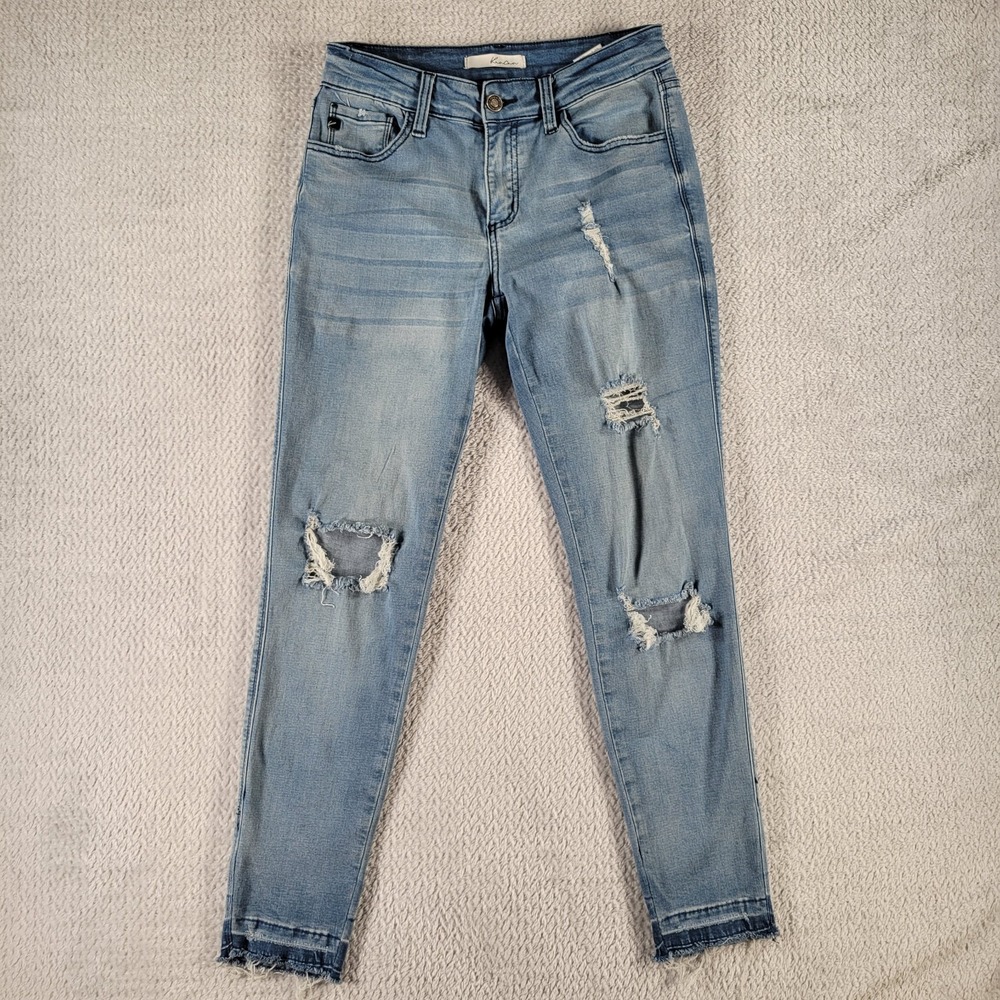 KanCan distressed raw hem blue jeans size W7/27